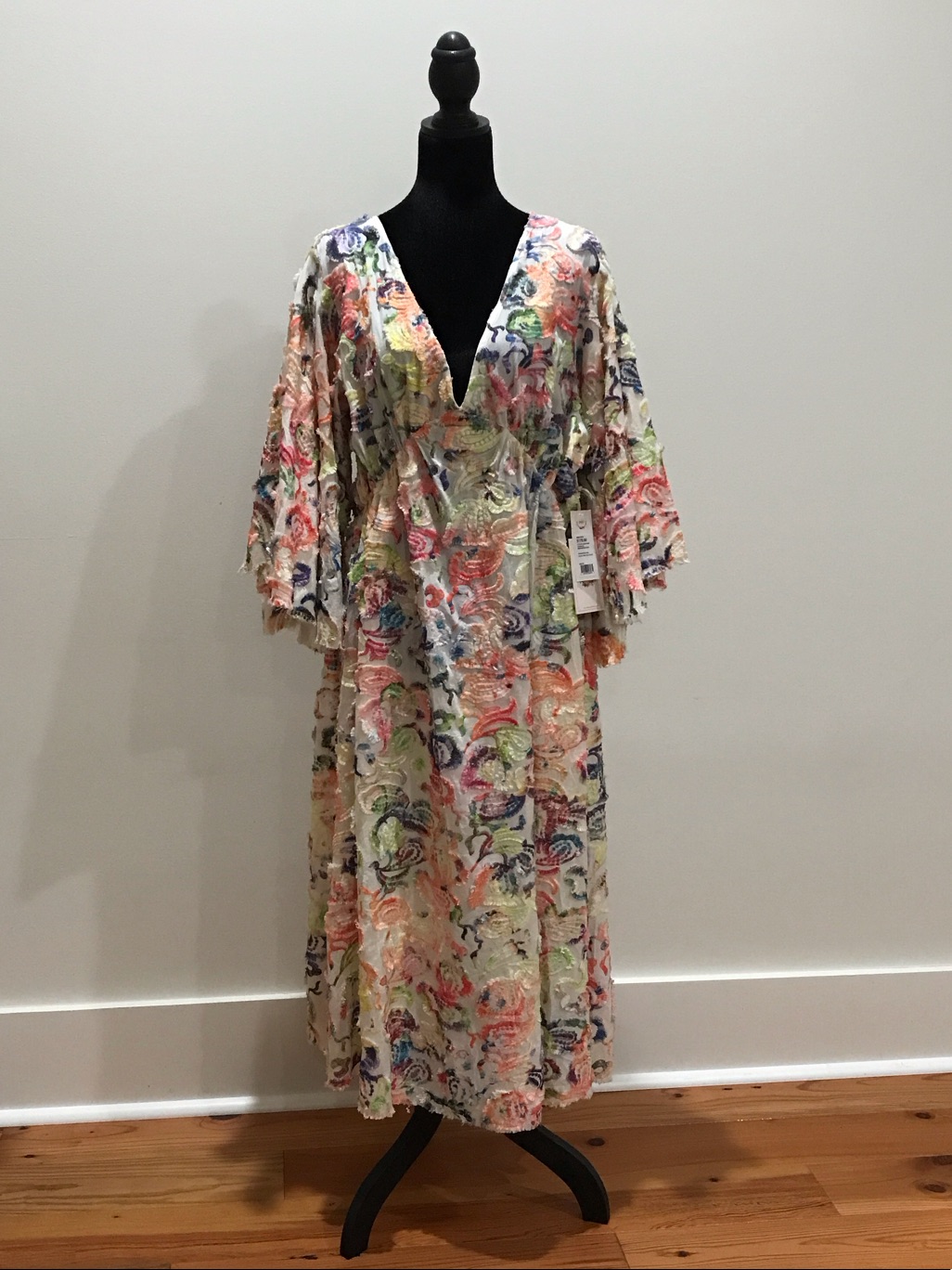 Bnci Embroidered Multicolor Maxi Dress Size Medium Nwt